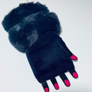 Fashion Fingerless Glove with Faux Fur Cuff